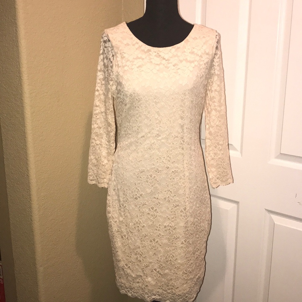 Classic lace overlay dress.